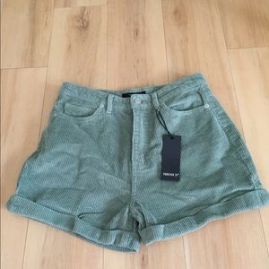 Sage green corduroy shorts